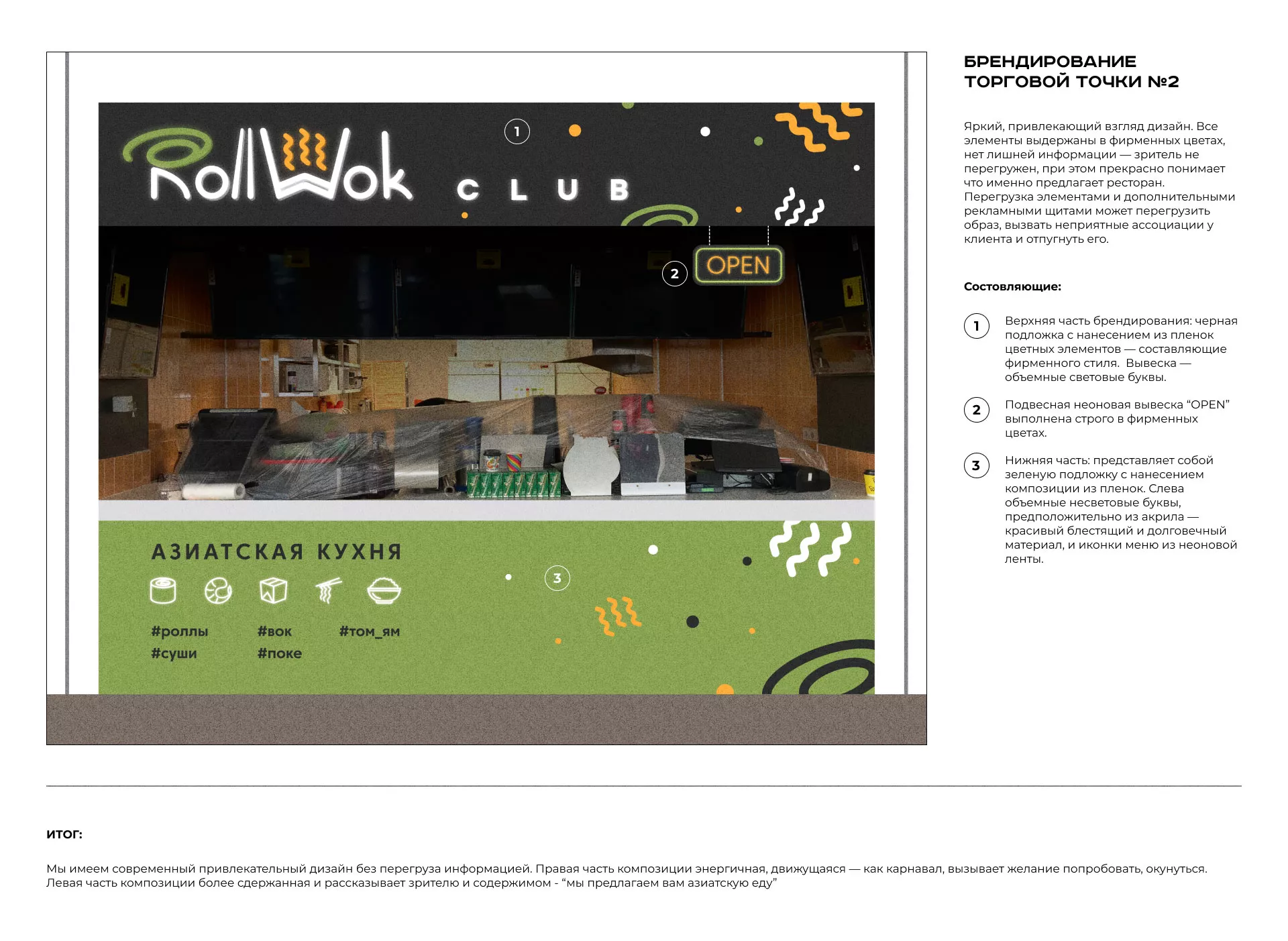 Брендирование торговых точек суши-бара «Roll Wok Club» в Кронштадте